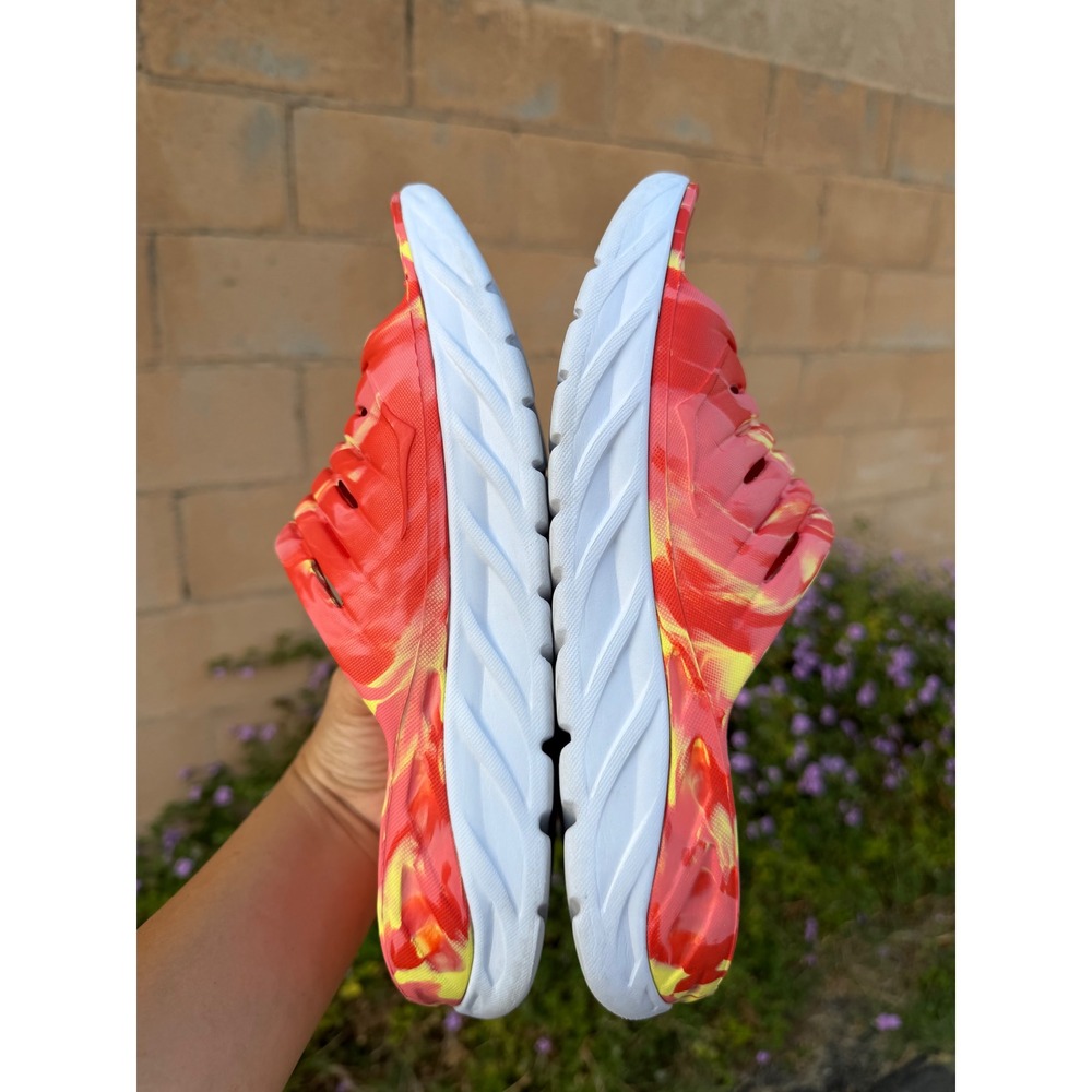 HOKA Ora Recovery Slide Swirl 3 Men's 9 Women's 11 Red Yellow Marble Sandals - Picture 7 of 9